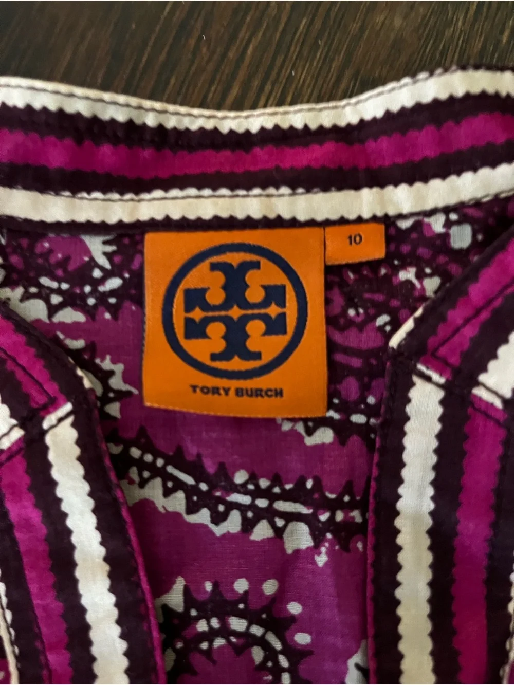 Tory Burch Magenta Scroll-Print V-Neck Tunic